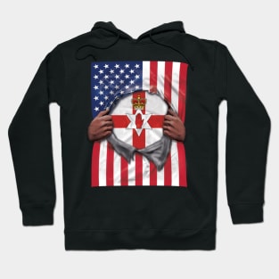 Northern Ireland Flag American Flag Ripped - Gift for Irish From Northern Ireland Hoodie